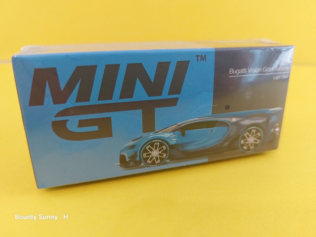 請先留意描述和優惠) mini gt 1:64 no 266 Bugatti Vision Gran Turismo Light Blue . #  B.box. #