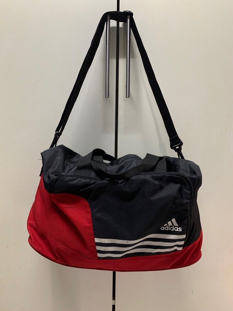 Adidas black and red polyester sale duffle bag