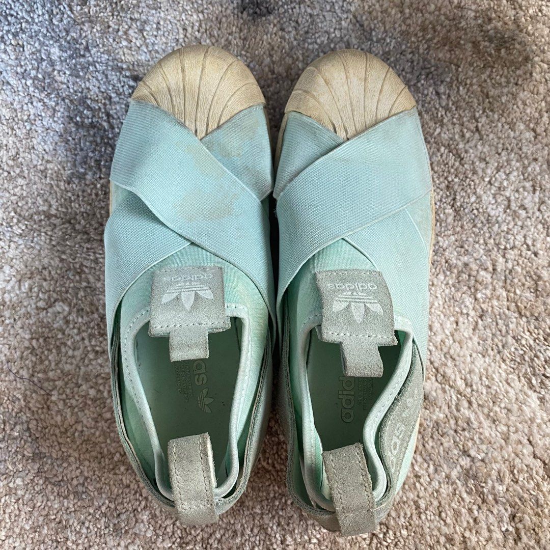 ADIDAS Teal Superstar Slip On Shoes Women s Fashion Footwear Sneakers on Carousell