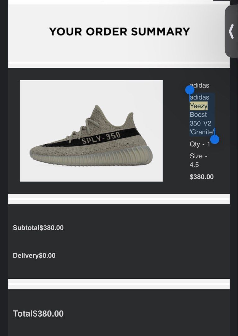 adidas Yeezy Boost 350 V2 Granite Size 4.5 37 1 3
