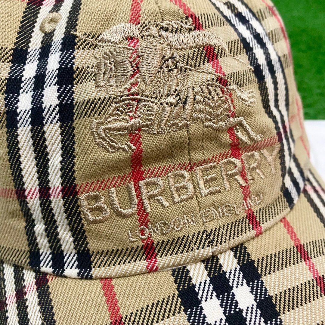 AUTHENTIC SUPREME X BURBERRY Nova Check Beige Denim 6 Panel
