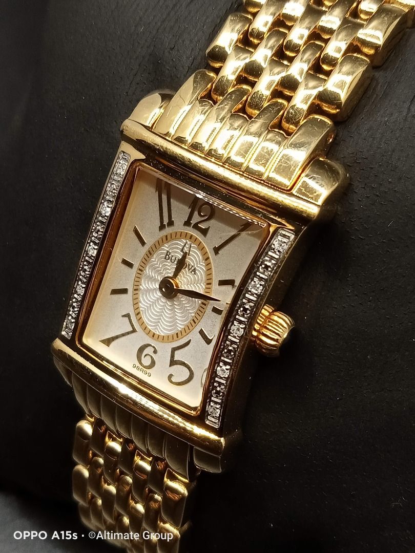 Birthday Watch 2006 Bulova Diamond Lady Tank Model 98R99 Gold