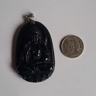Black Obsidian Buddha Pendant