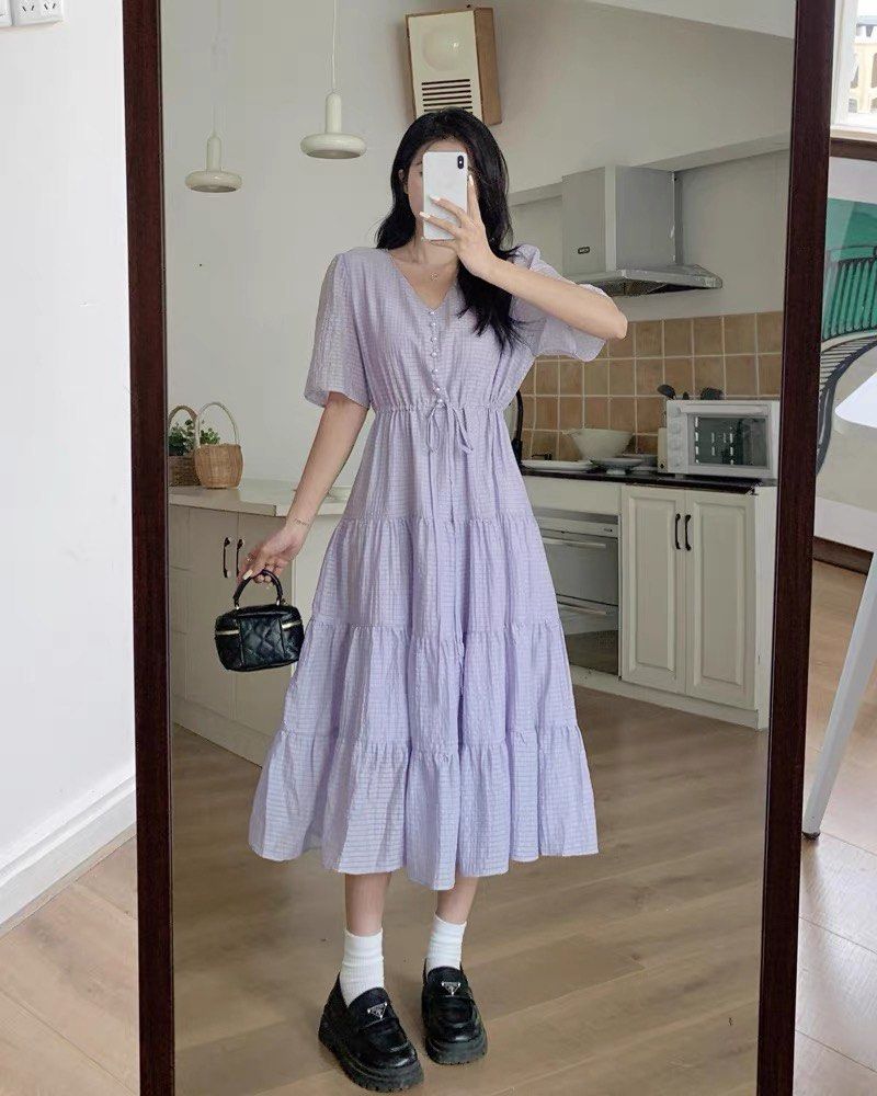 BN UK14 Plus Size Lilac Purple Midi Dress Women s Fashion