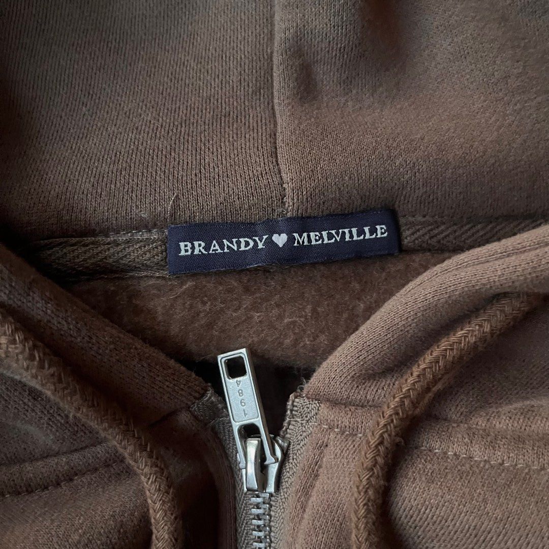 brandy melville christy brown jacket/zip up hoodie, Women's