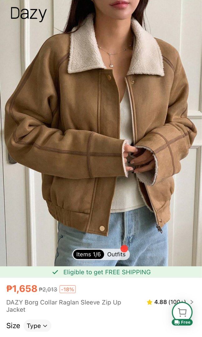 Brown pilot jacket shein (Category: Coats, Jackets and Outerwear) located in Antipolo. Submitted by kathscloset_ (Listing ID 1279596150, Image 1). Description: Used less than 3 times .