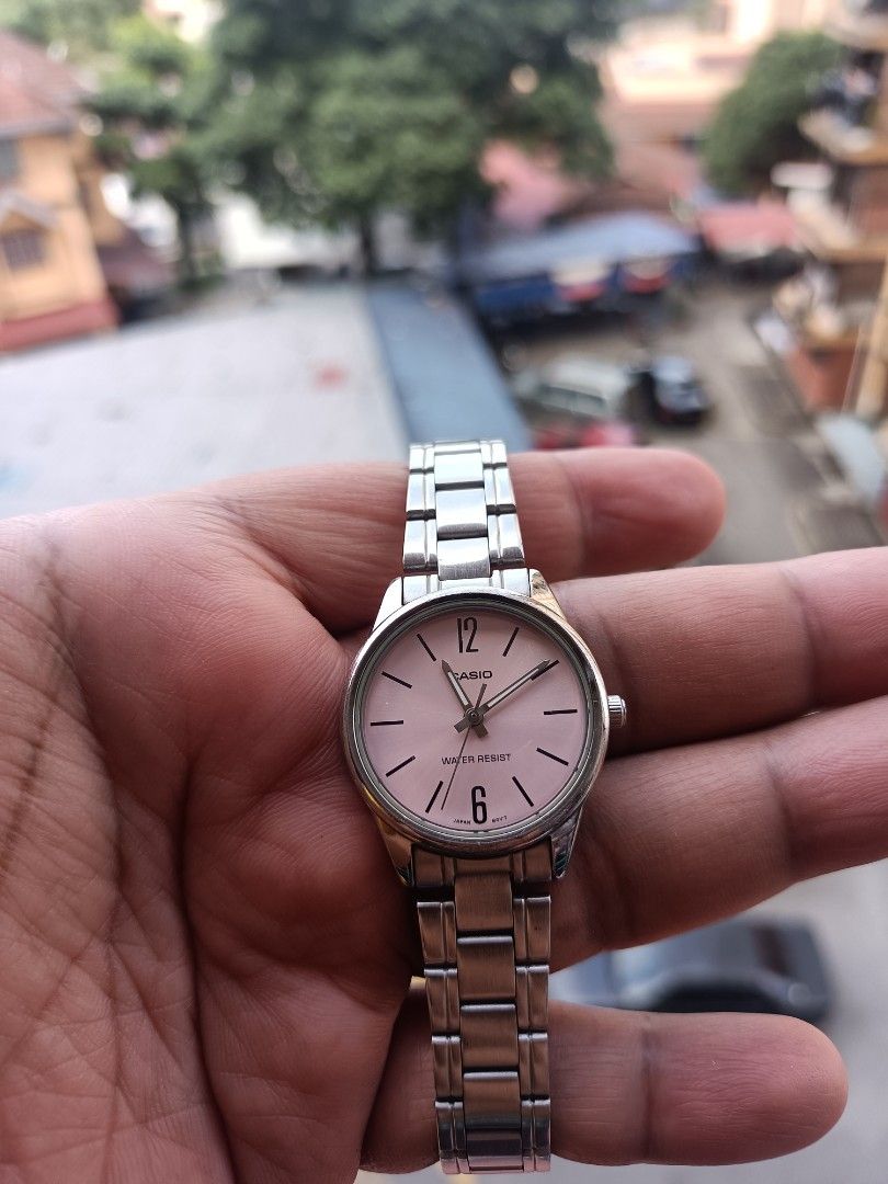 Casio Women s Analog Watch Pink Dial with Silver Stainless Steel