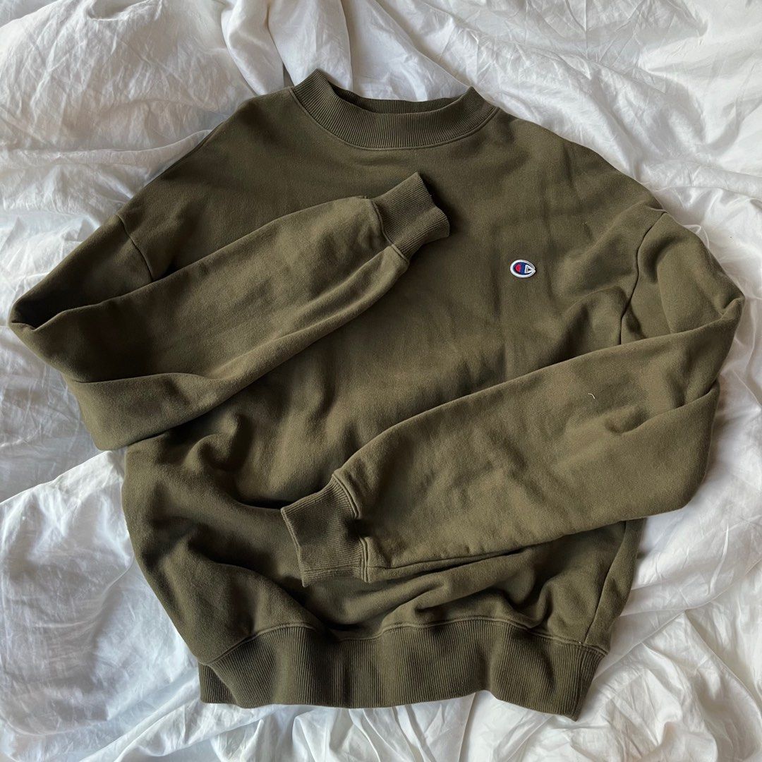 Champion sweater olive green top hotsell