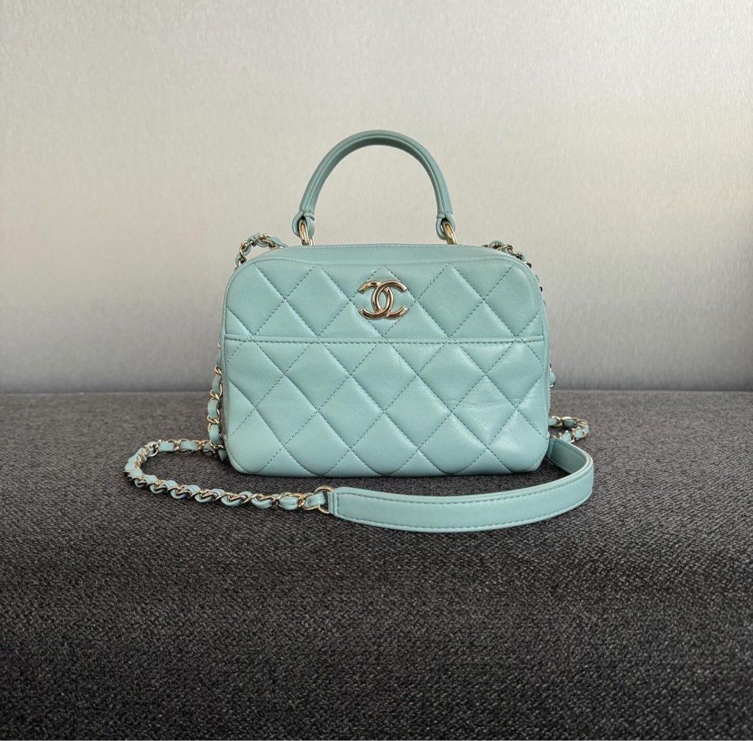 Chanel Trendy CC Bowler Bag Small Lambskin Light blue Lghw
