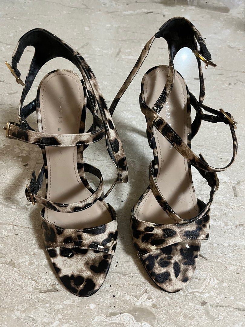 White leopard clearance print heels