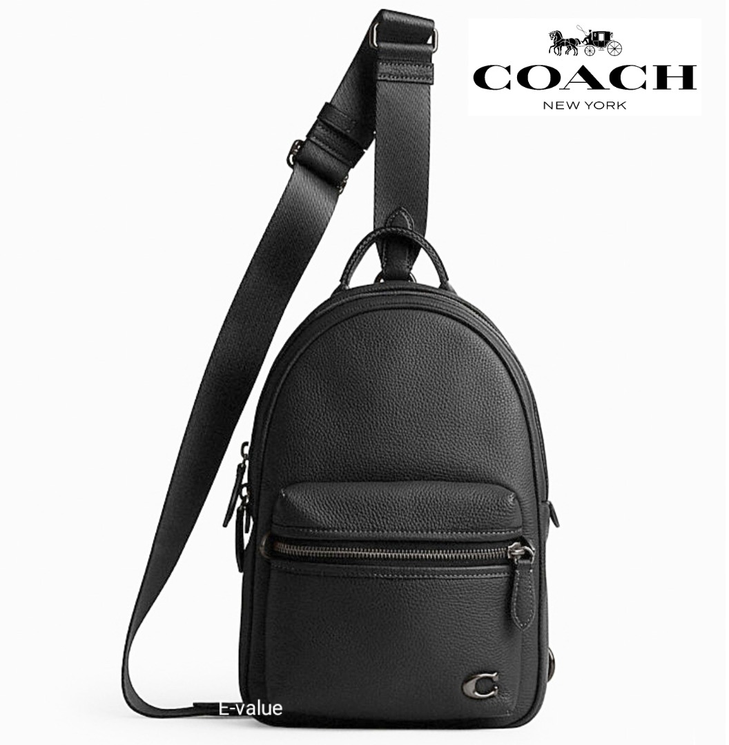 Coach Original Classic Black Collection CHARTER PACK IN SIGNATURE LEATHER Sling Backpack For Men Come With complete Set Suitable For Gift Luxury Bags Wallets on Carousell