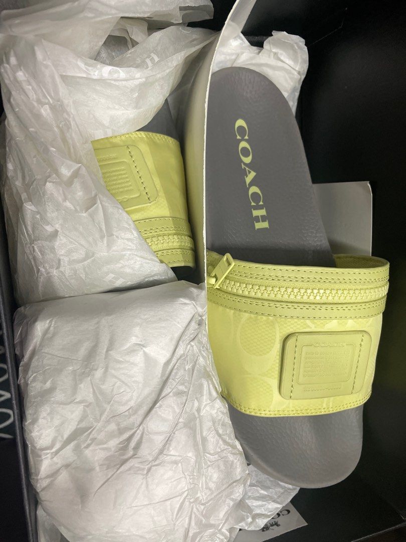 Coach yellow slides cheap