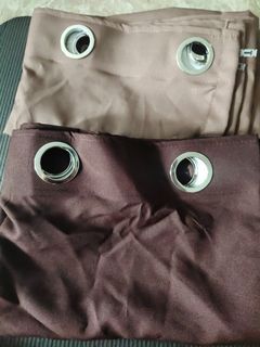 Curtain (Dark and Light Brown) Grommet Ring Curtain Small 3Ft