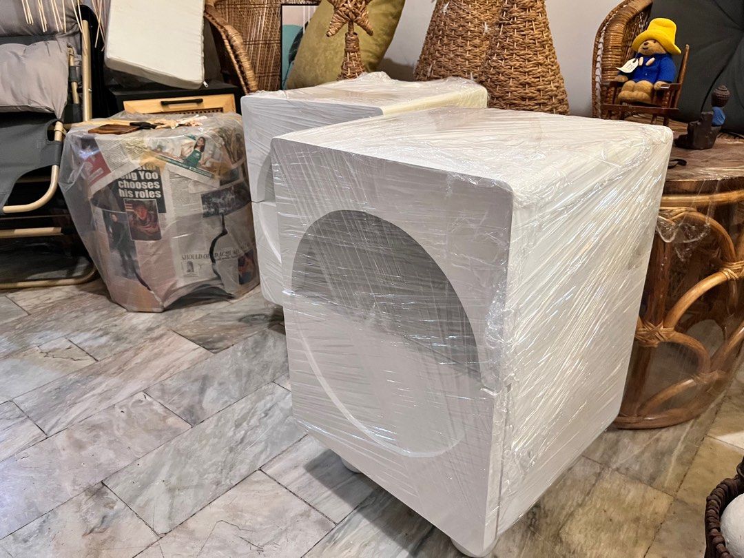 Customized design side table in ducco white finish (Category: Tables & Sets) located in Paranaque City. Submitted by FLess.ph (Listing ID 1279545764, Image 2). Description: Dimension 16 inches length 16 inches width 24 inches total height including feet.