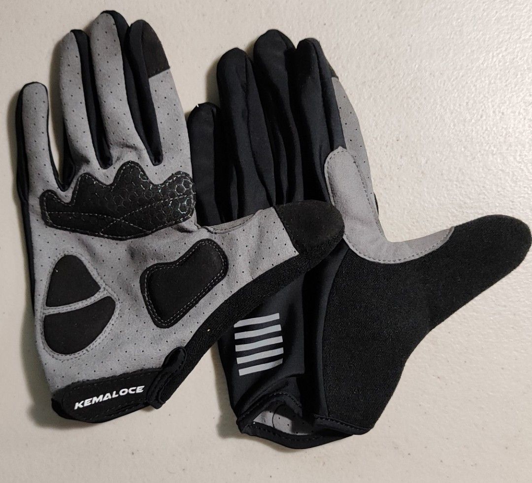 Cycling Gloves (Black and Gray) (Category: Bicycles) located in Makati City. Submitted by thomasmmm (Listing ID 1279580944, Image 1). Description: KEMALOCE Cycling Gloves Full Finger With Light Gel-Padding. Fits Medium to Large..