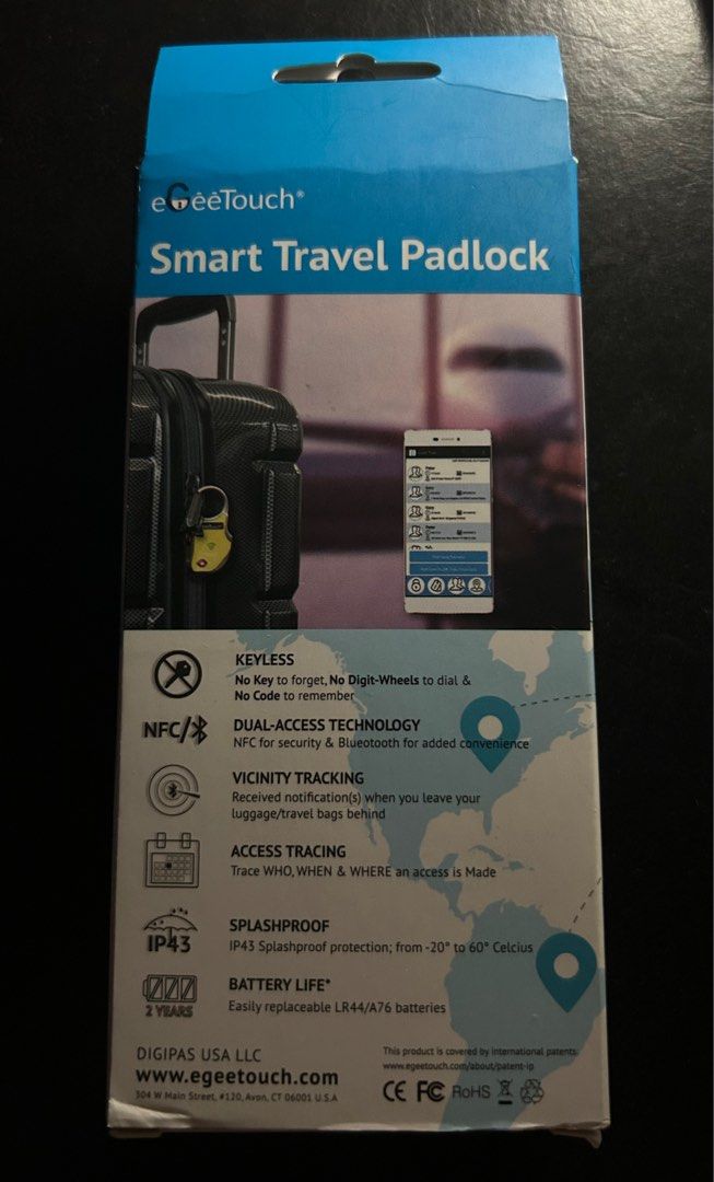 Egeetouch smart travel padlock hotsell