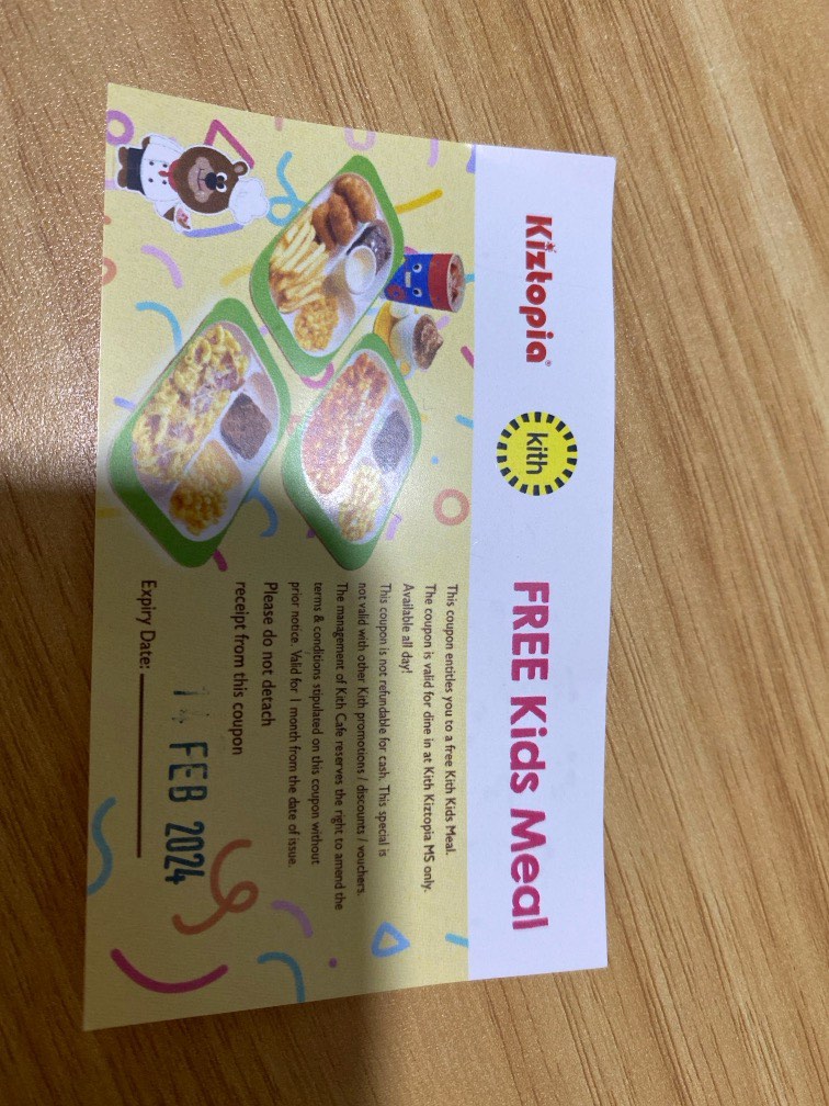 Free kids meal at Kith Kiztopia