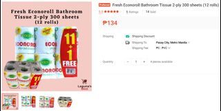Fresh Econoroll Bathroom Tissue 2-ply 300 sheets (12 rolls)