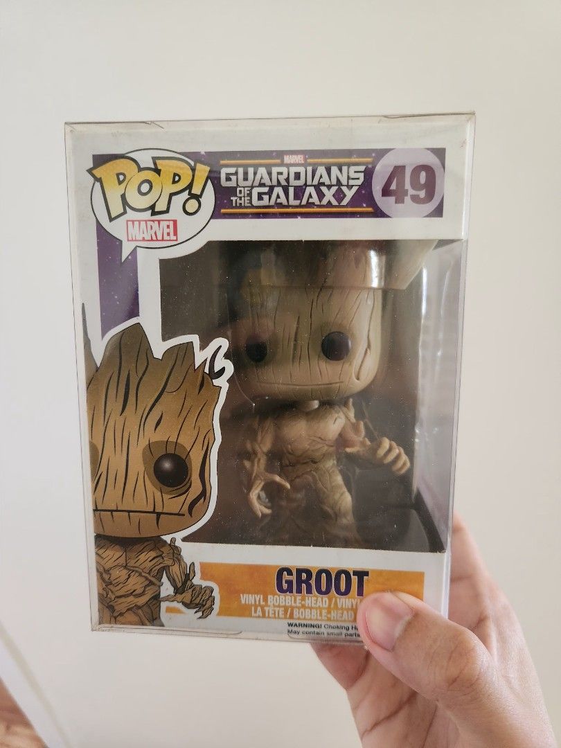 Funko Pop Groot 49 (Category: Designer & Blind Box Toys) located in Cainta. Submitted by quicktree_75c2c5 (Listing ID 1279563844, Image 1). Description: Funko Pop Groot No. 49 - NOOB with Boss Protector - Browning on the right side of the boxes - Dirt on the top and rear sides of the box RFS: Decluttering Location: Cainta or Makati.