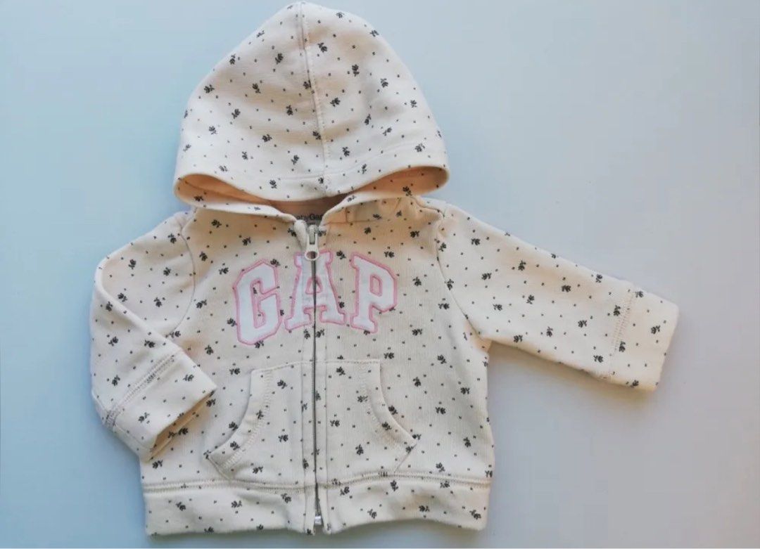 Gap Hoodie Baby Girls Sweatshirt Floral Zip Up Flowers Logo