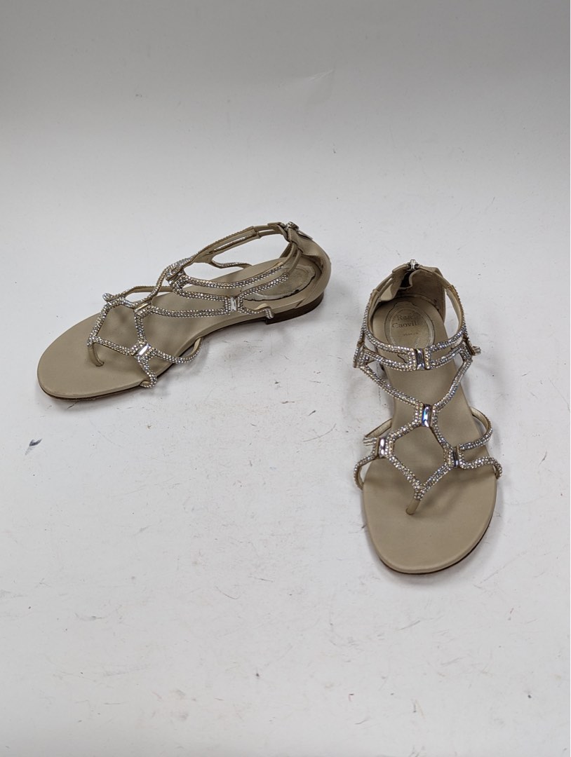 Rene Caovilla Leather and Crystal Sandals Size 37, 女裝, 鞋, 涼鞋