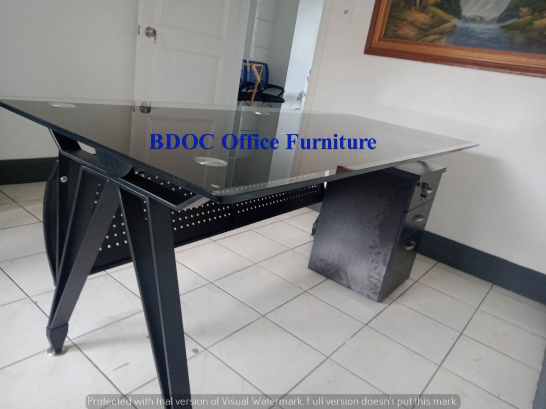 glass top office table / office partition / office chairs / office