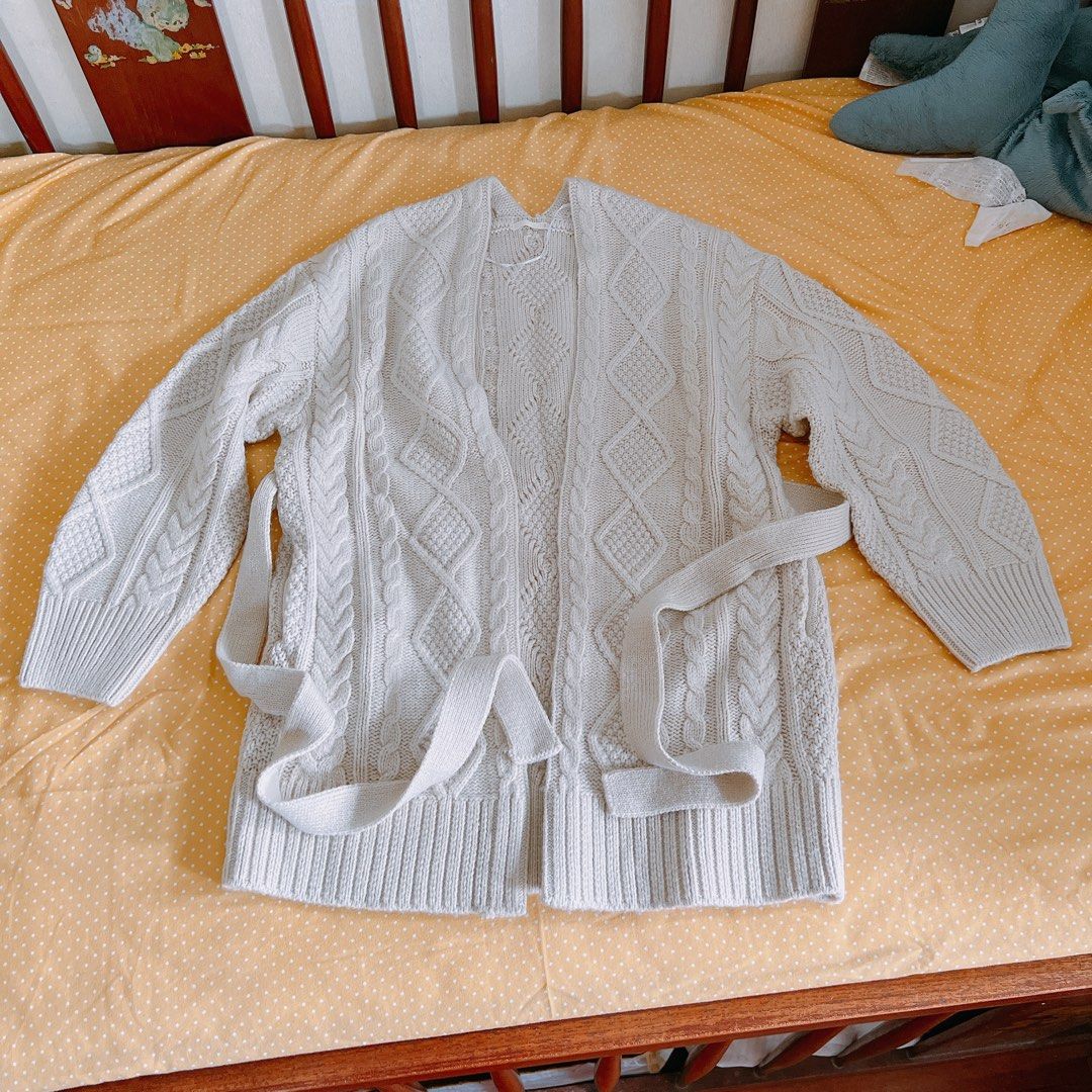 Mens cream cable knit cardigan on sale
