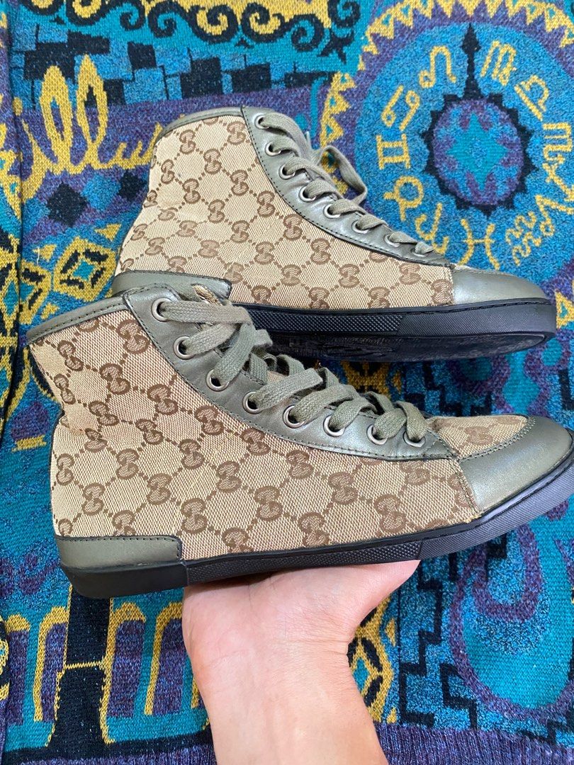 Gucci monogram cheap high top sneakers