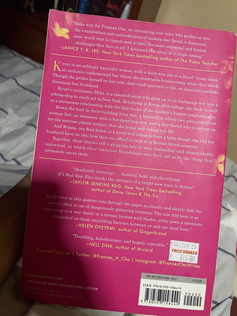 if i had your face by frances cha (Category: Storybooks) located in Manila. Submitted by ksooos (Listing ID 1279596153, Image 2). Description: - has a crease on the upper right part rfs: done reading .