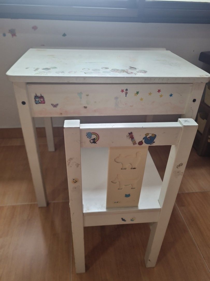 IKEA Kids Study Table w Storage and Chair, Babies & Kids, Baby Nursery ...