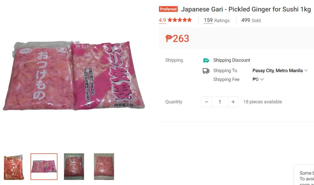 Japanese Gari - Pickled Ginger for Sushi 1kg, Food & Drinks, Other Food
