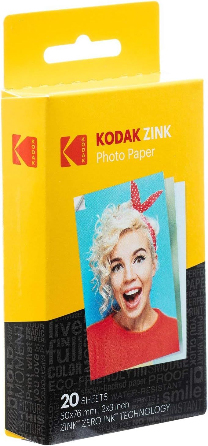 KODAK Step Instant Color Photo Printer with Bluetooth/NFC, Zink Technology  & KODAK App for iOS & Android (Pink) Prints 2x3” Sticky-Back Photos.