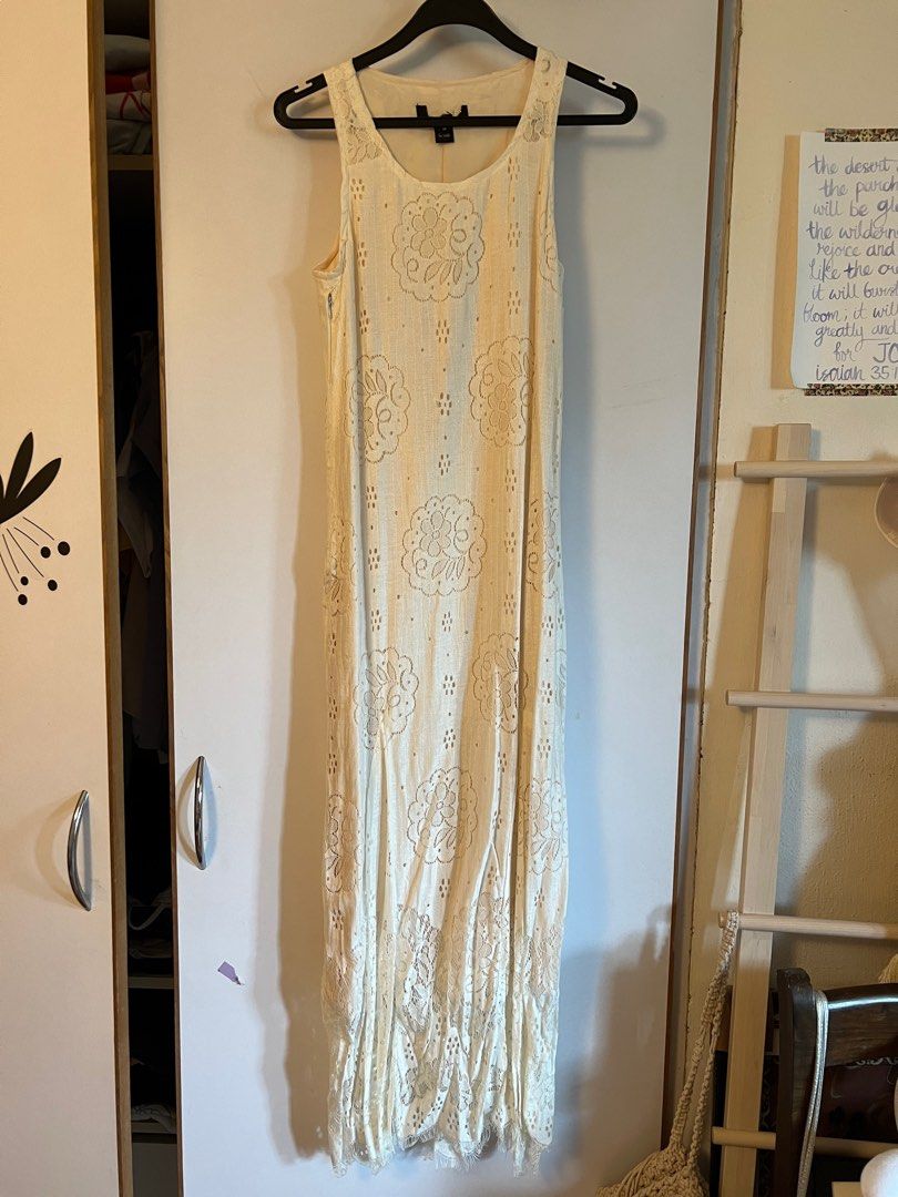 Lacey off white long dress casual wedding shoot dress Women s