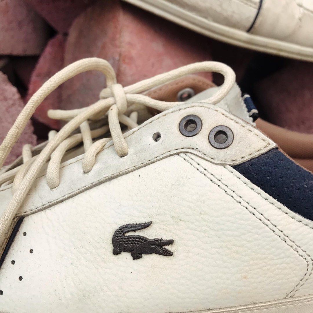 Lacoste Pure White Trainners sneakers shoes White leather Size 9uk 43 eur  Crack on leather