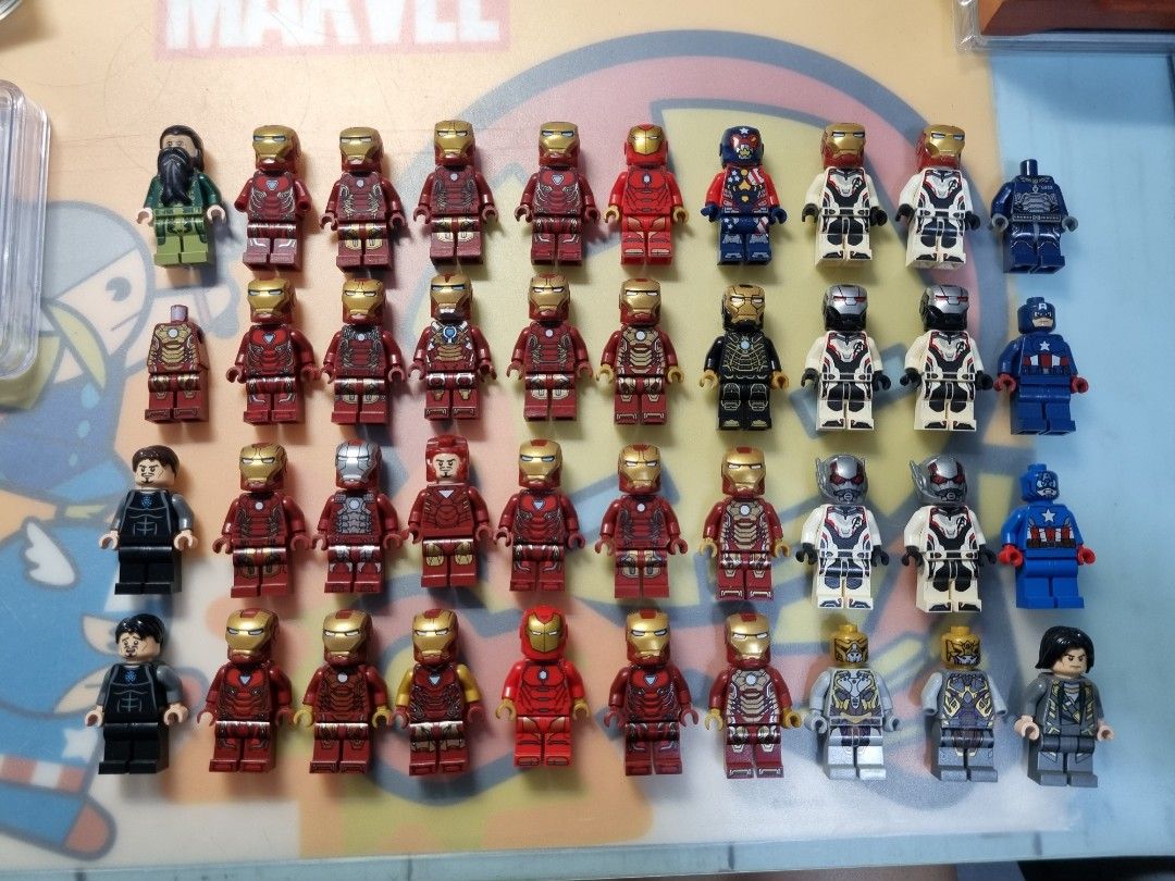 Lego iron man complete set of almost every single iron man ever from marvel avengers movies to infinity war to endgame to hearbreaker invincible