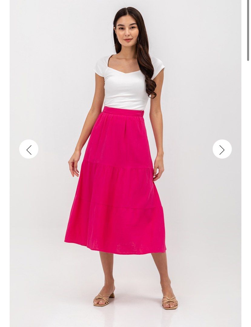 Pink midi cheap skirt xs