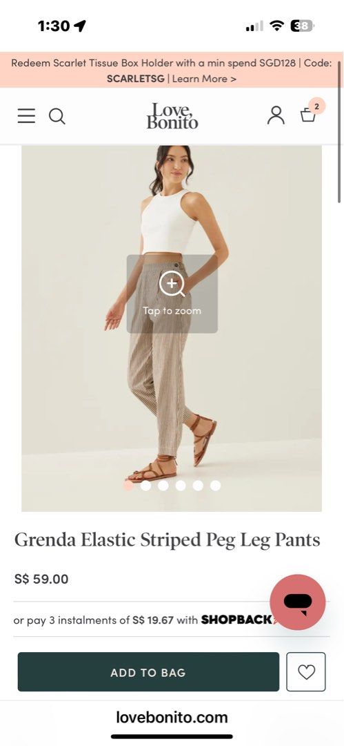 Buy Grenda Elastic Striped Peg Leg Pants @ Love, Bonito
