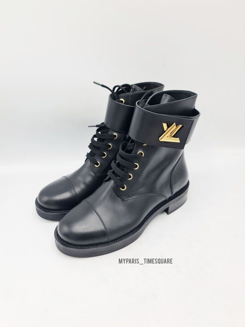 L.V Black Leather Wonderland Ranger LV Twist Ladies Boots Luxury
