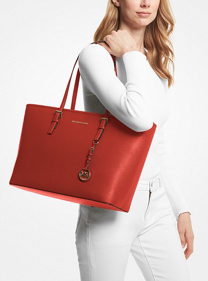 Michael Kors Jet Set Medium Saffiano Leather Top Zip Tote Bag