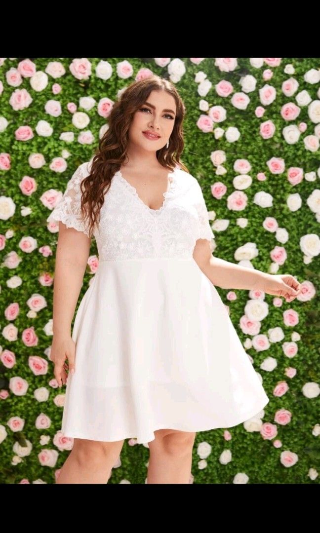 Midi White Lace Wedding Dress Women s Fashion Dresses Sets