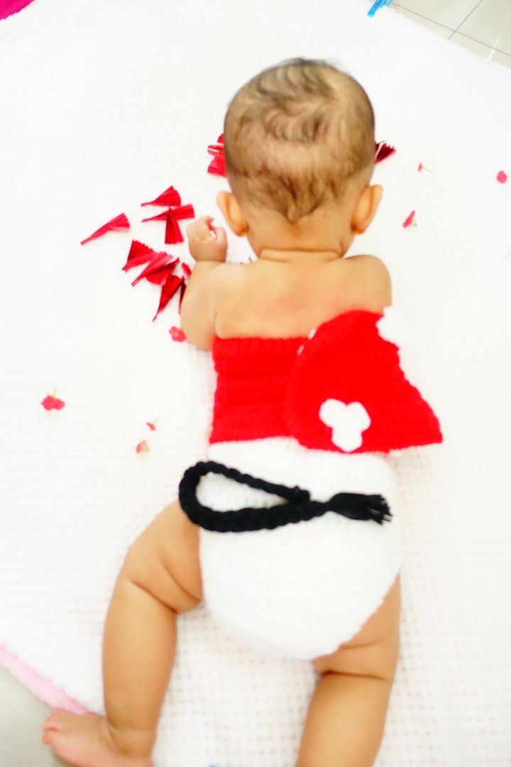 Minnie mouse costume halloween (Category: Babies & Kids Fashion) located in Las Pinas. Submitted by stuffythings (Listing ID 1279569627, Image 3). Description: Crochet costume for baby (the pic is 5month old 6.8kg) Minnie mouse costume Halloween monthly pictorial Haidress, shoes, panty with tail, top for php150 Baby is 5months Pickup at casimiro, las pinas See my baby listing for costume Bundle setPhp500 for chinese, mini mouse, pea-pod, green Ha
