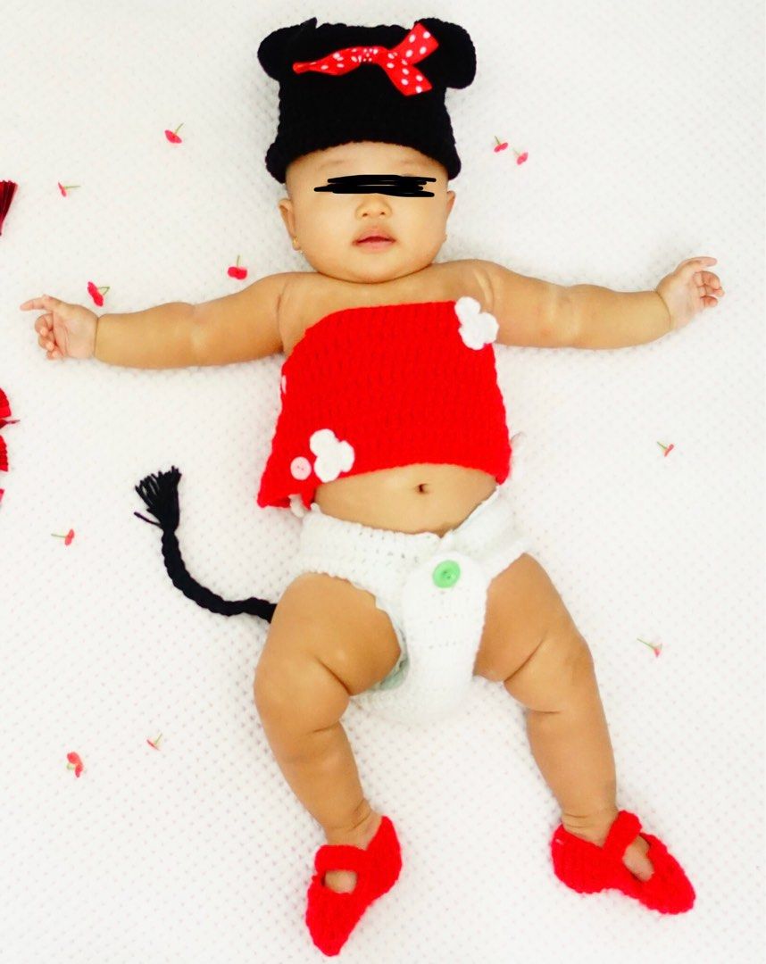 Minnie mouse costume halloween (Category: Babies & Kids Fashion) located in Las Pinas. Submitted by stuffythings (Listing ID 1279569627, Image 1). Description: Crochet costume for baby (the pic is 5month old 6.8kg) Minnie mouse costume Halloween monthly pictorial Haidress, shoes, panty with tail, top for php150 Baby is 5months Pickup at casimiro, las pinas See my baby listing for costume Bundle setPhp500 for chinese, mini mouse, pea-pod, green Ha