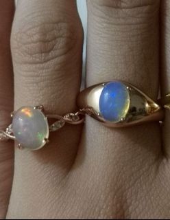 Natural Opal gemstone in s925 rosegold plated rings