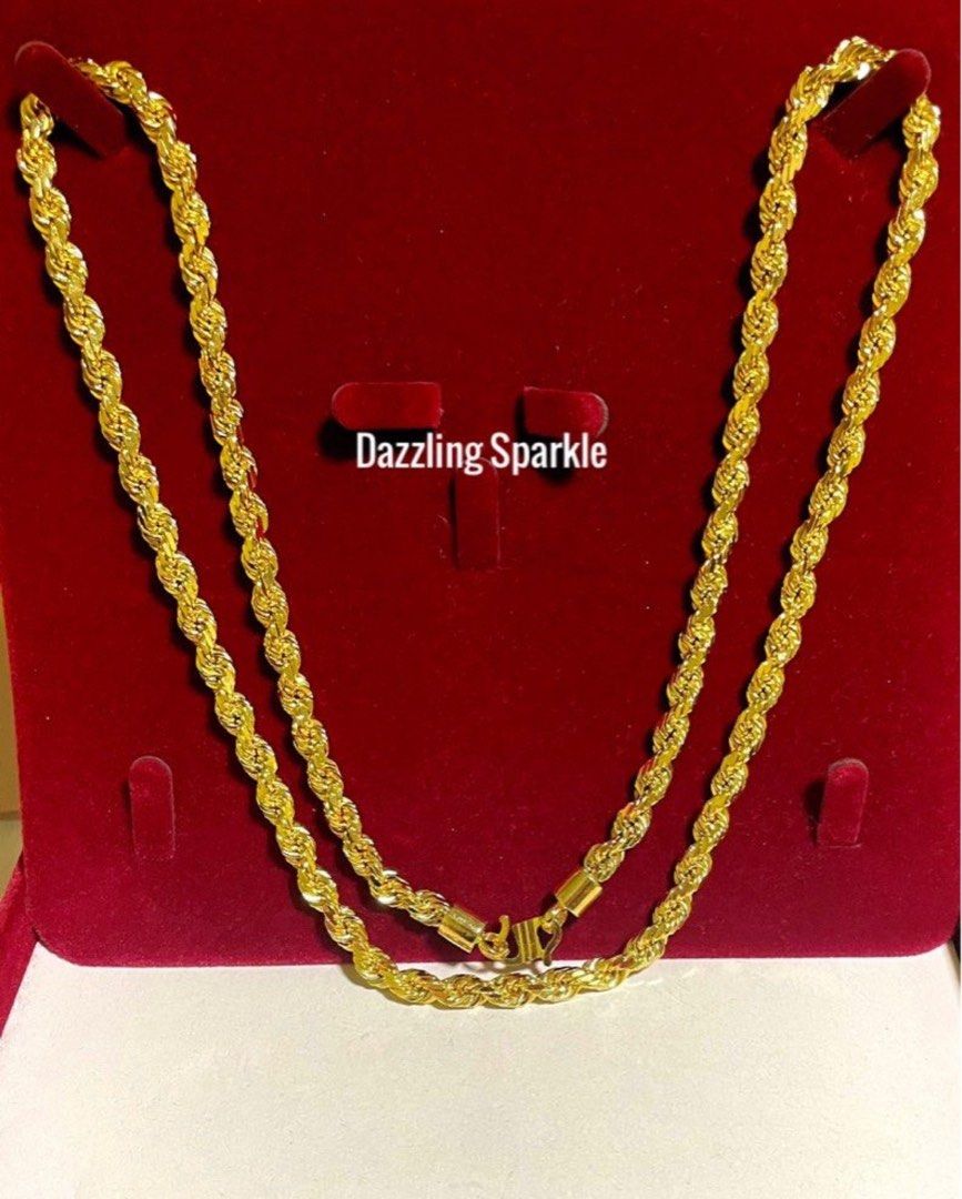 Gold plated diamond clearance cut rope chain