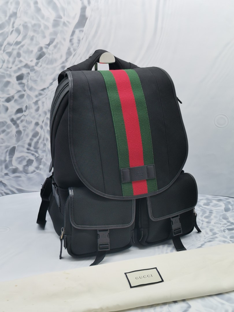 NEW YEAR SALE GUCCI TECHNO CANVAS WEB BAND SINGLE BUCKLE FLAP