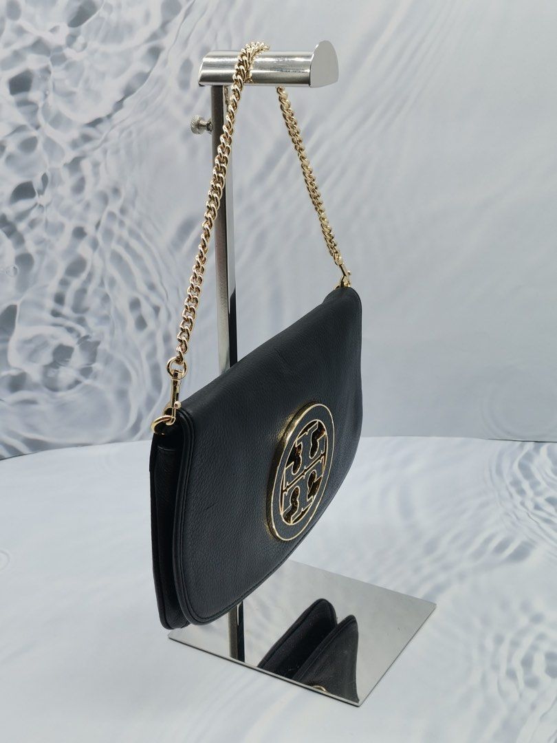 NEW YEAR SALE TORY BURCH T LOGO REVA LEATHER CLUTCH CHAIN