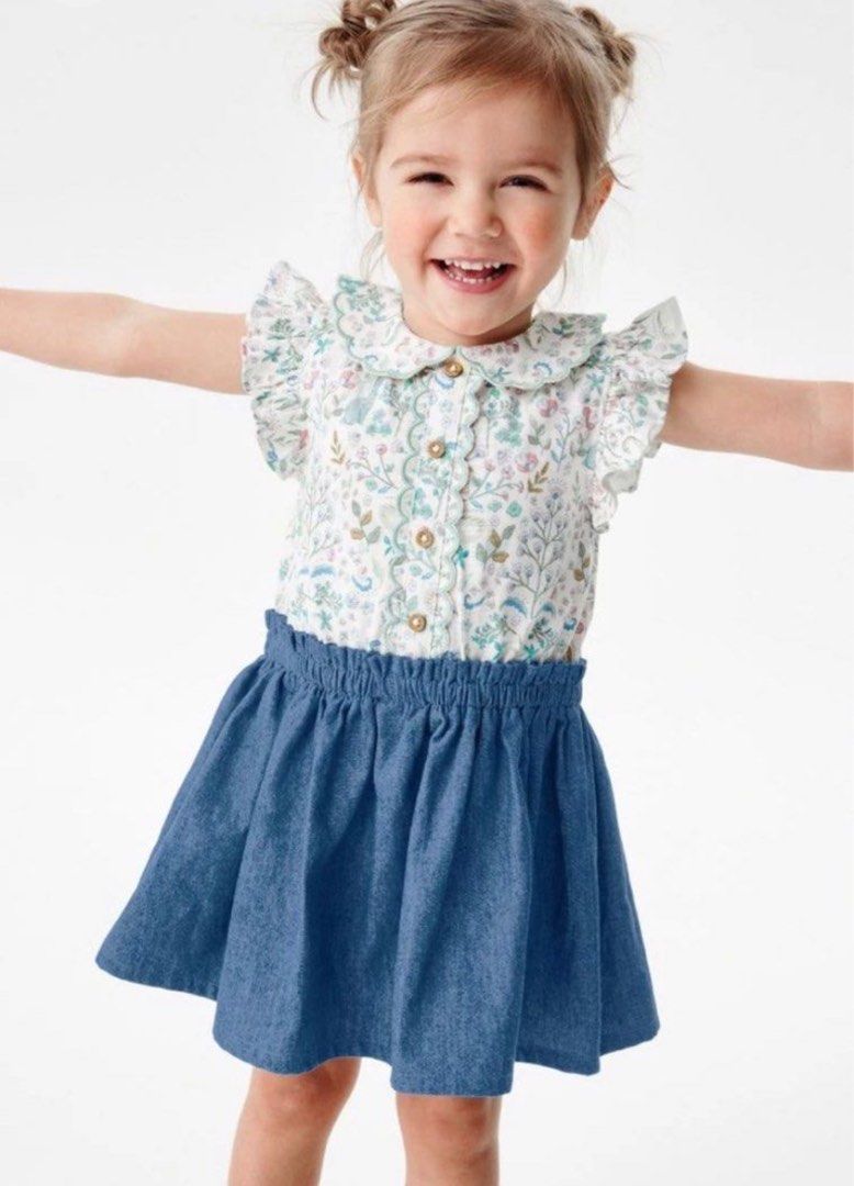 Next UK Short Sleeve Denim Skirt Dress Babies Kids Babies