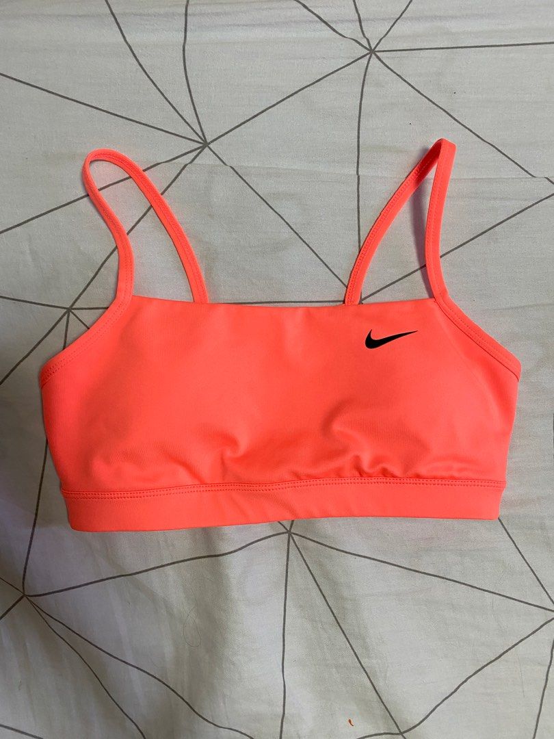 Nike Dri Fit Neon Orange Sports Bra Women s Fashion Activewear on Carousell