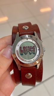 ORIGINAL FOSSIL Vintage Limited Edition Love Big Tic Watch with Brown Leather Bracelet