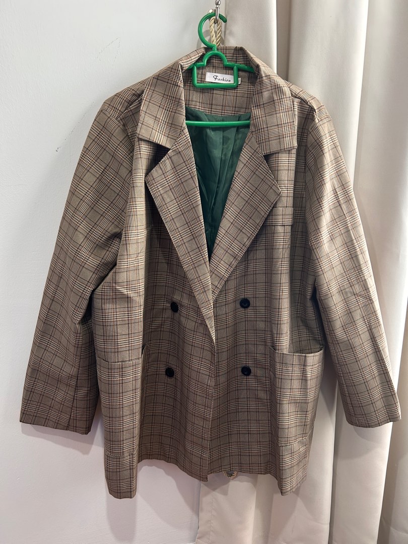 Checkered deals oversized blazer